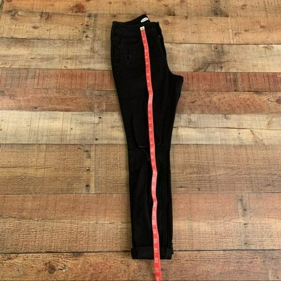 Old navy rockstar super skinny high rise distressed black denim jeans - 0 petite - Picture 8 of 9